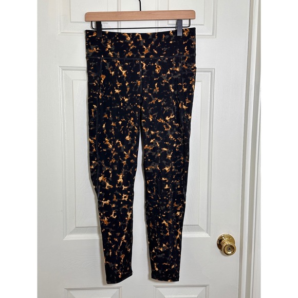 Sweaty Betty Pants - Sweaty Betty Zero Gravity 7/8 Running Leggings Black Orange Tortoise Size M